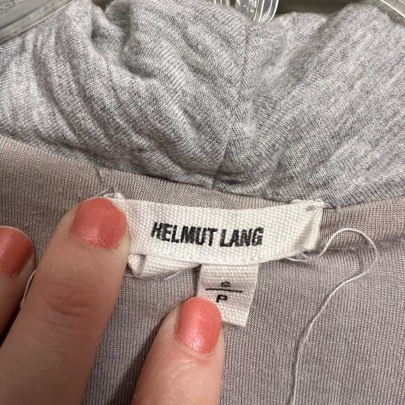 Helmut Lang Villous Sweatshirt Knit Cowl Neck Asymmetrical Zip Jacket Gray S - Picture 3 of 7